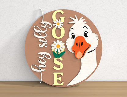 Summer Door Hanger SVG Bundle with Hey Silly Goose Sign Designs