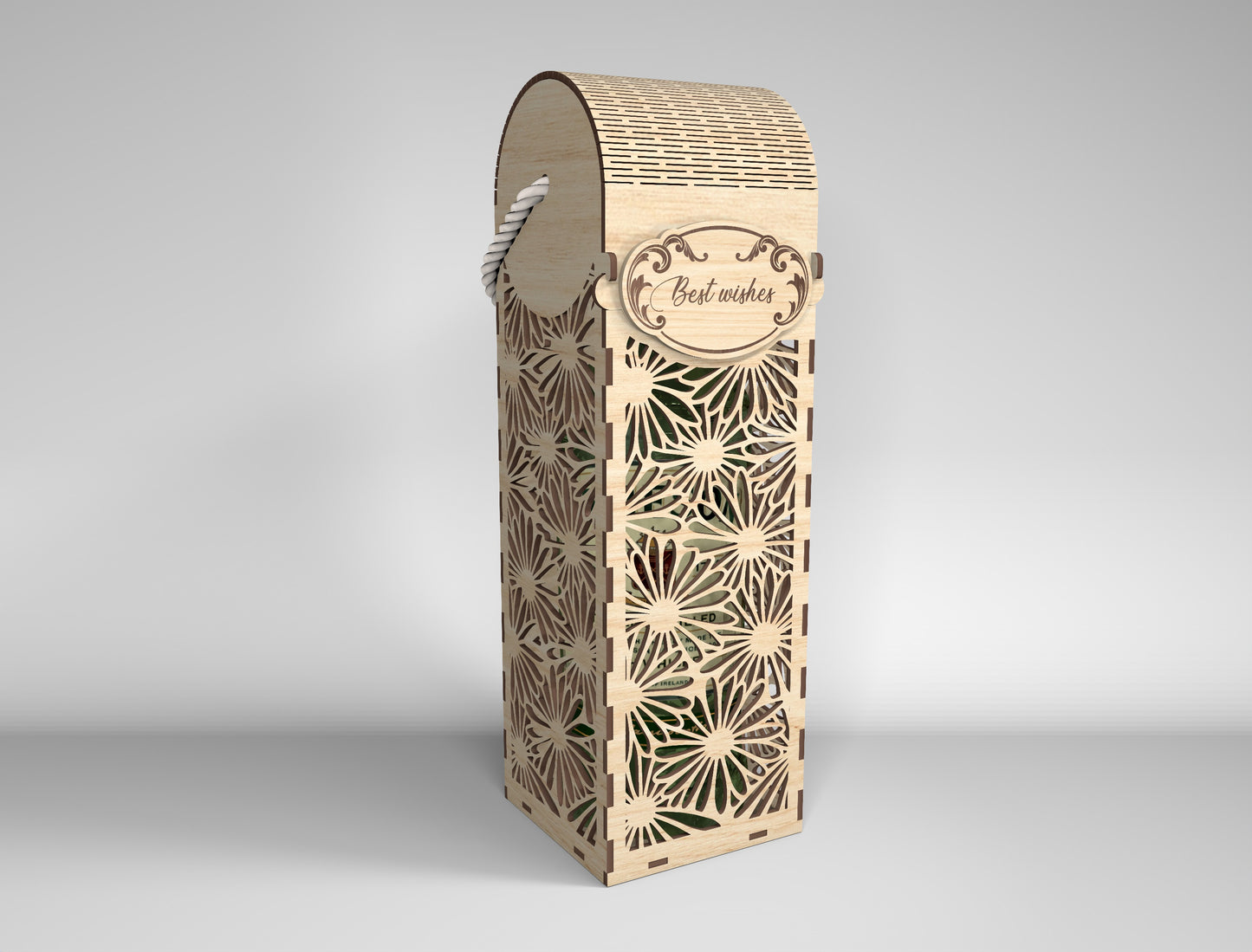 Wine Bottle Gift Box Bundle SVG Laser Cut File for Glowforge and xTool