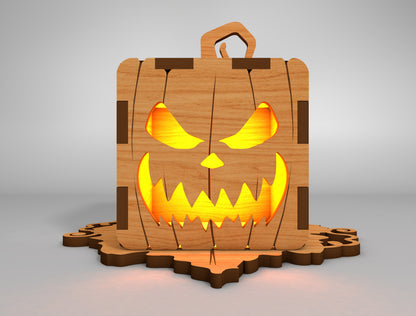 Halloween Pumpkin Lantern Box SVG Set for Glowforge xTool LightBurn