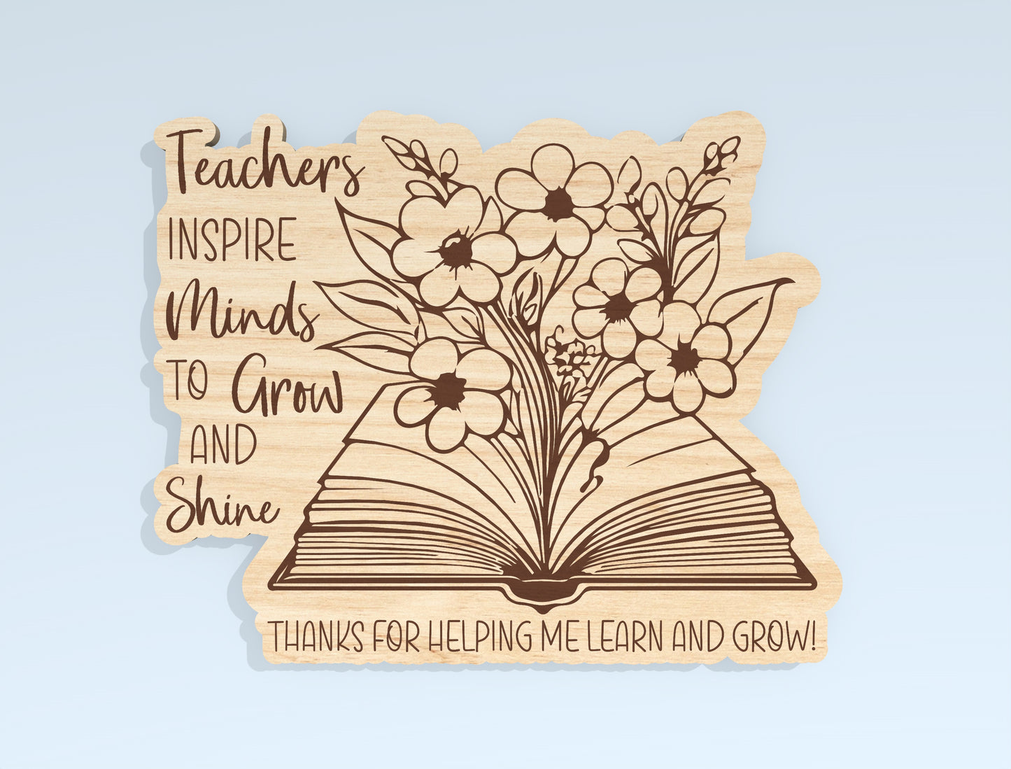 Teacher Floral Book Gift Tag SVG Laser Cut File for Glowforge and xTool