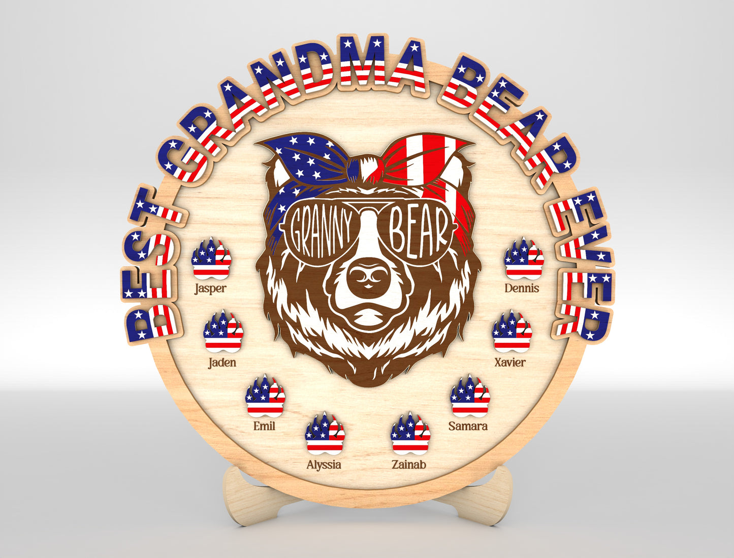 Personalized Patriotic Mama Bear Sign SVG Laser Cut File for xTool