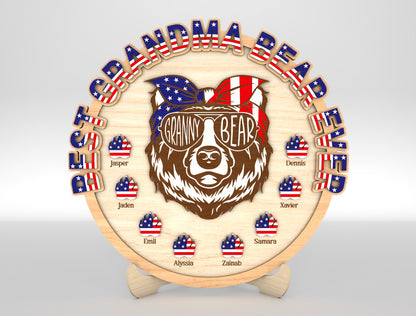 Personalized Patriotic Mama Bear Sign SVG Laser Cut File for xTool