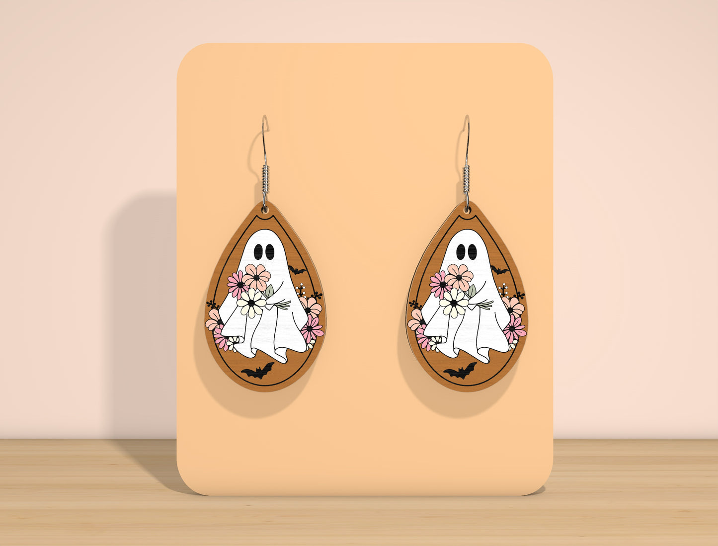 Halloween Ghost Teardrop Earrings SVG Bundle for Glowforge xTool LightBurn 8 Designs