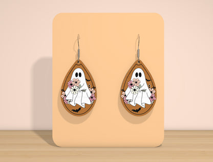 Halloween Ghost Teardrop Earrings SVG Bundle for Glowforge xTool LightBurn 8 Designs