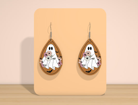 Halloween Ghost Teardrop Earrings SVG Bundle for Glowforge xTool LightBurn 8 Designs