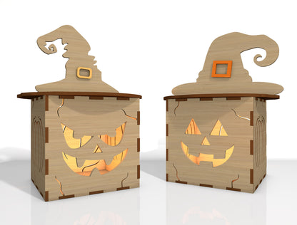 Halloween Pumpkin Face Lantern SVG Bundle Laser Cut File | 35 Pumpkin Face Designs | Spooky Light Decor | Glowforge, xTool, LightBurn, etc.