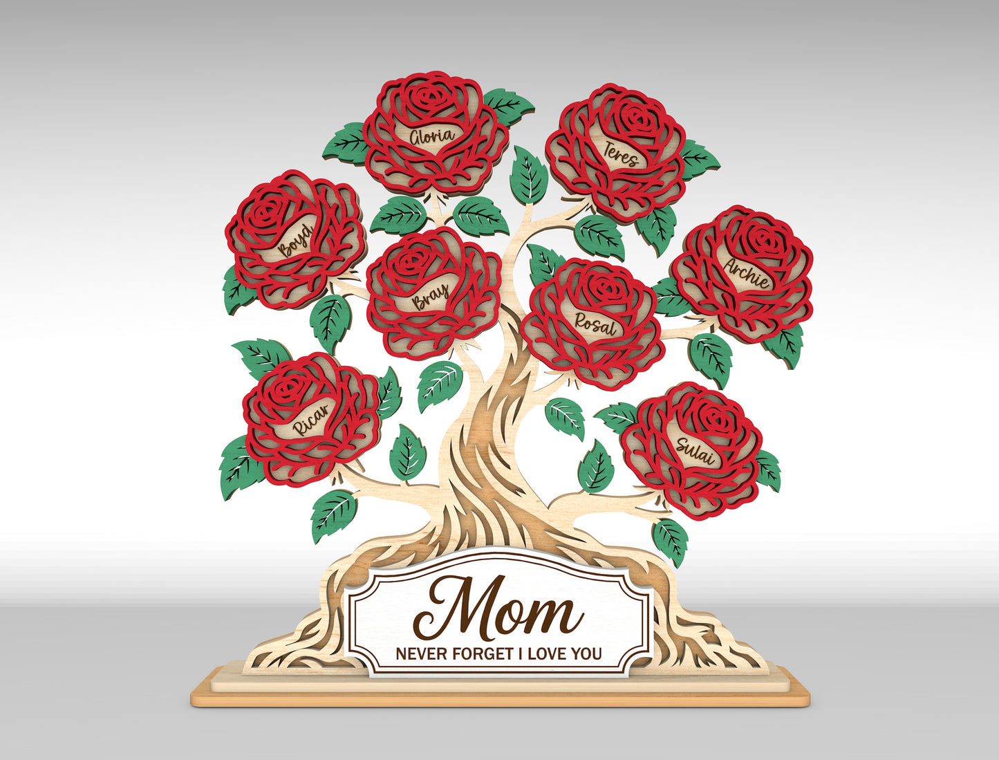 Personalized Rose Tree Custom Name Flower Sign SVG for xTool