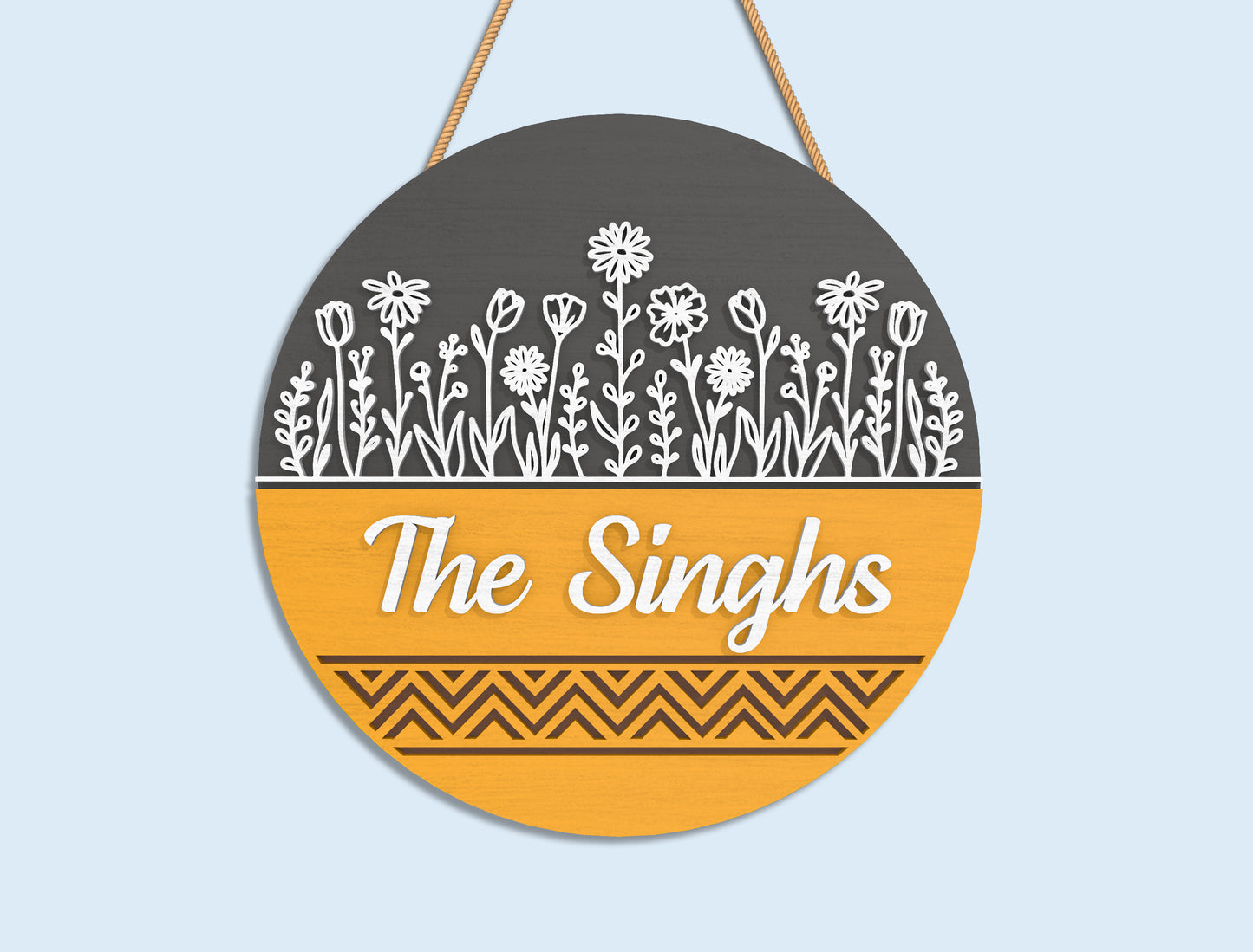 Personalized Family Name Sign SVG Laser Cut File for Glowforge