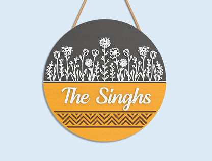 Personalized Family Name Sign SVG Laser Cut File for Glowforge