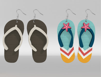 Flip Flop Earrings SVG Bundle Laser Cut File for Glowforge and xTool