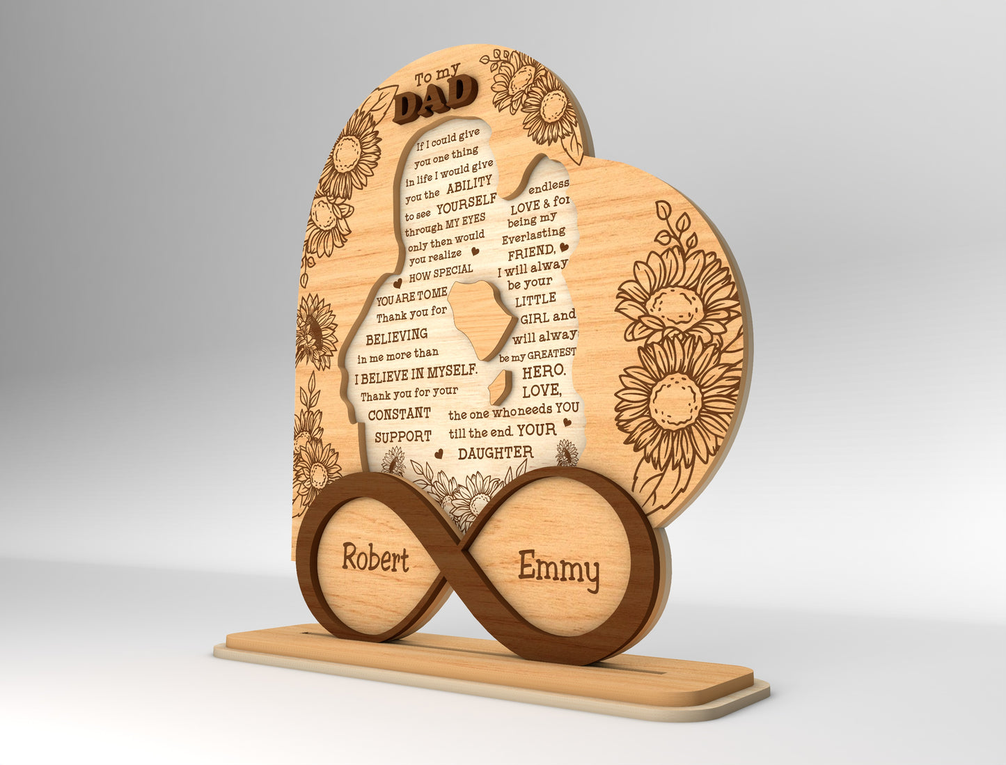Dad Infinity Love Tabletop Sign SVG Laser Cut File for xTool and Glowforge