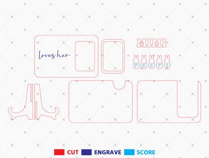 Personalized Easter Peeps Photo Frame Laser Cut File | Mommy Loves Her Peeps SVG | Custom Family Picture Frame Design | Glowforge, xTool, LightBurn, etc.