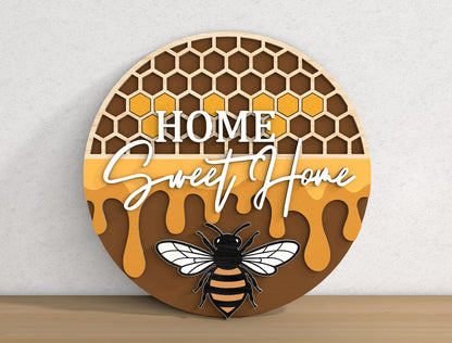 Bee Honeycomb Door Sign SVG Bundle Laser Cut File for Glowforge and xTool