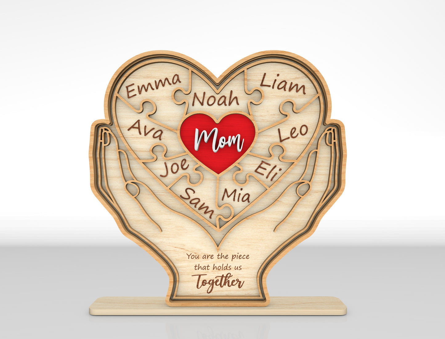 Family Hands Custom Name Sign SVG for xTool and LightBurn