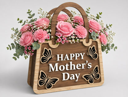 3D Flower Basket SVG Bundle Decorative Wooden Carrier Laser Cut File for xTool and LightBurn