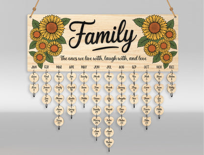Personalized Family Name Sign SVG Hanging Heart Wall Decor Laser Cut File for LightBurn and xTool