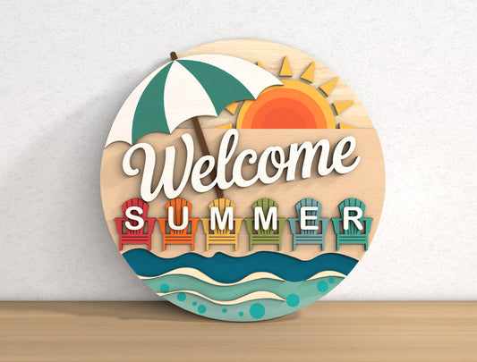 Beach Theme Sign SVG Bundle with 8 Summer Door Hanger Designs