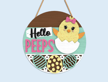 Easter Round Door Sign SVG Bundle Laser Cut File | 9 Cute Easter Designs | Spring Wooden Decor | Glowforge, xTool, LightBurn, etc.