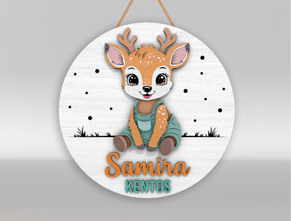 Personalized Cute Woodland Animal Nursery Sign SVG for xTool and Glowforge