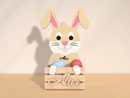Personalized Easter Bunny Basket Holder SVG Bundle for LightBurn and xTool