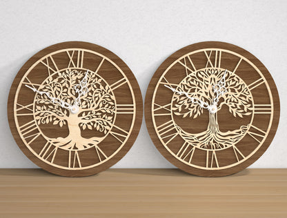 Tree of Life Wall Clock SVG Bundle for Glowforge and LightBurn