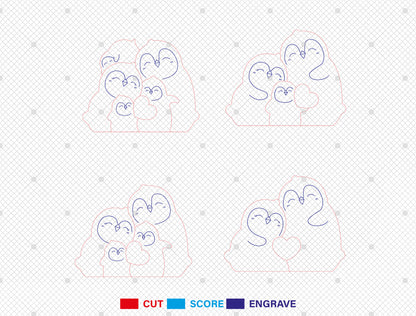 Personalized Penguin Family Puzzle SVG for Glowforge and xTool