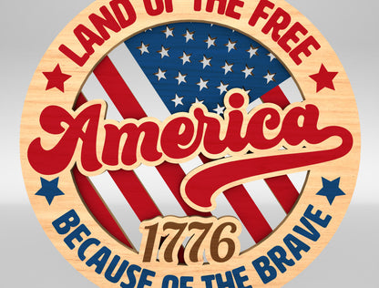 Land of the Free America Ornament SVG for Glowforge and xTool
