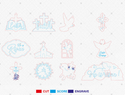 Christian Easter Earring SVG He Is Risen Cross 12 Designs for Glowforge