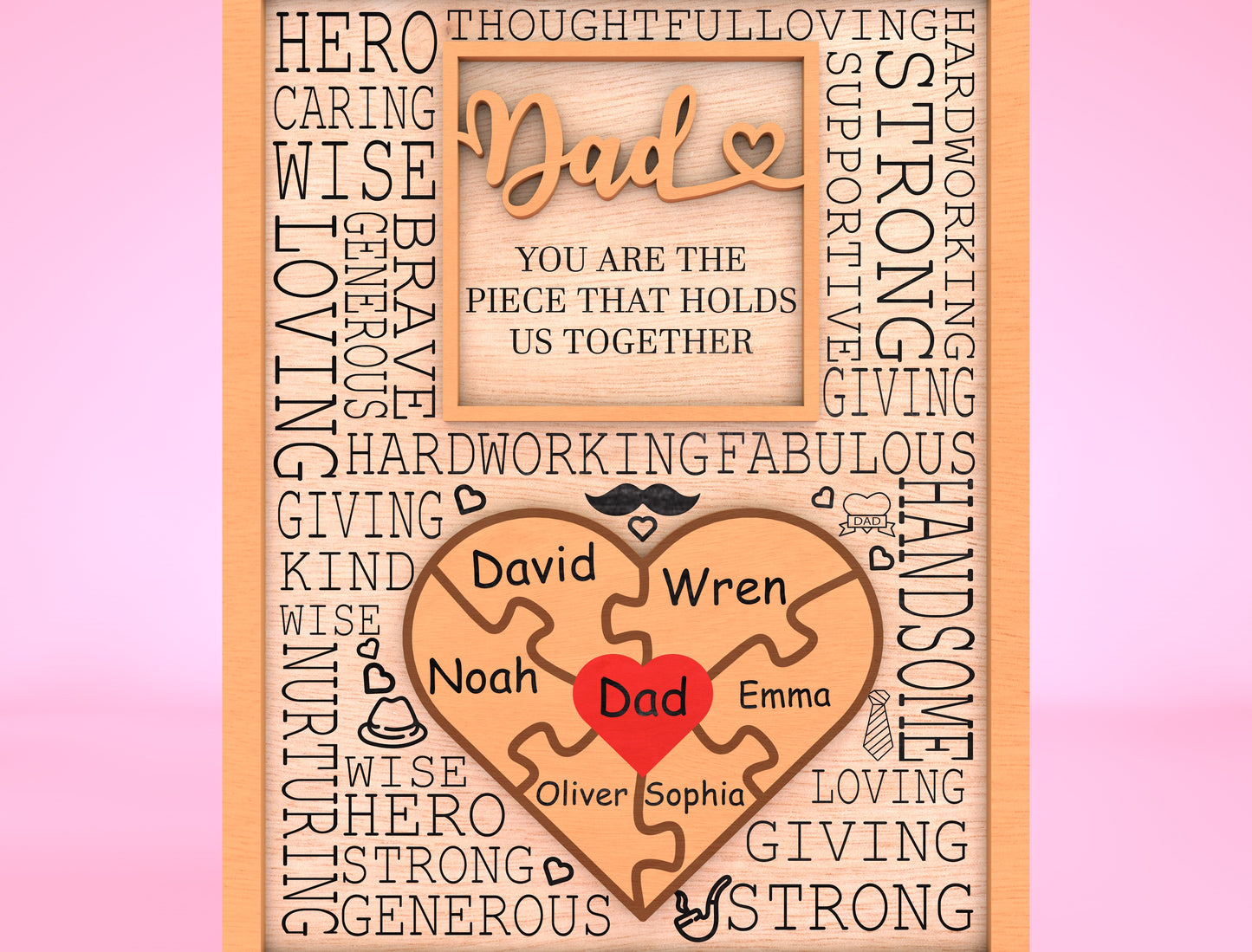 Personalized Dad Puzzle Sign SVG Laser Cut File for Glowforge and LightBurn