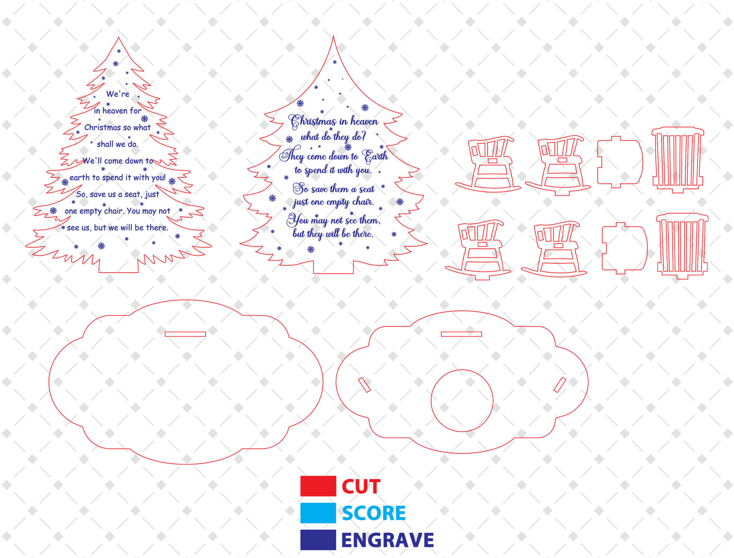 Christmas Memorial Empty Chair Candle Holder Laser Cut File | Ready to Cut | Glowforge, xTool, LightBurn, etc.