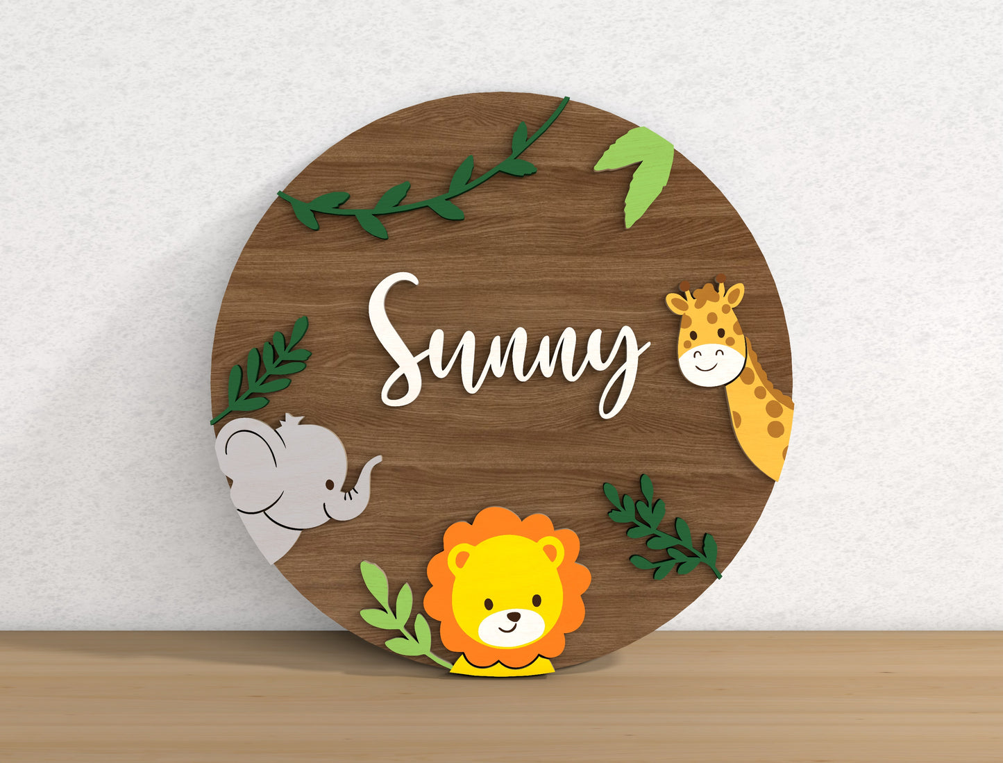 Personalized Safari Baby Name SVG File for xTool LightBurn
