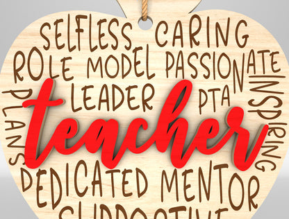 Teacher Apple Ornament SVG Bundle Laser Cut File for Glowforge