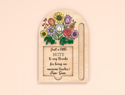 Personalized Teacher Sticky Note Holder SVG Bundle Laser Cut File for Glowforge and LightBurn
