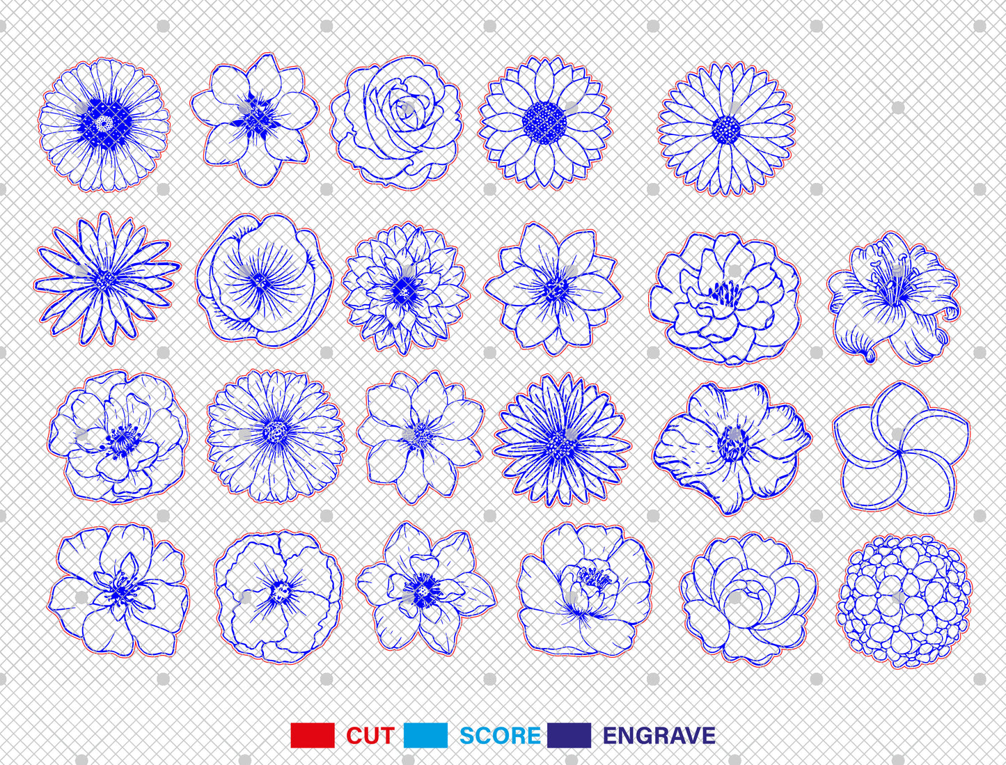 Flower Stud Earring SVG Bundle Minimal Floral for Glowforge and xTool