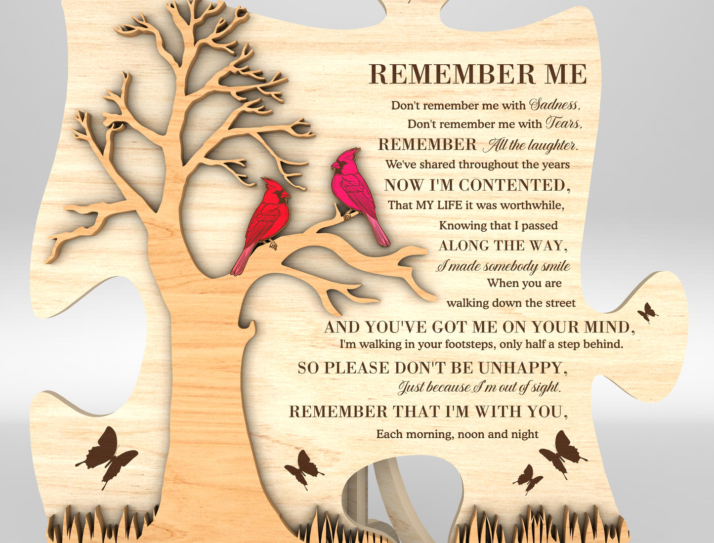 Cardinal Tree Memorial Tabletop SVG Standing Sign Laser Cut File for Glowforge and LightBurn