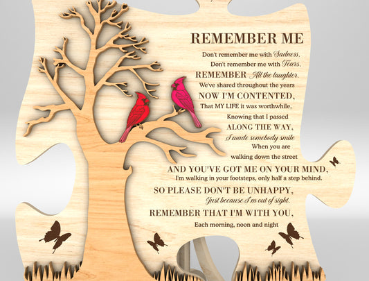 Cardinal Tree Memorial Tabletop SVG Standing Sign Laser Cut File for Glowforge and LightBurn
