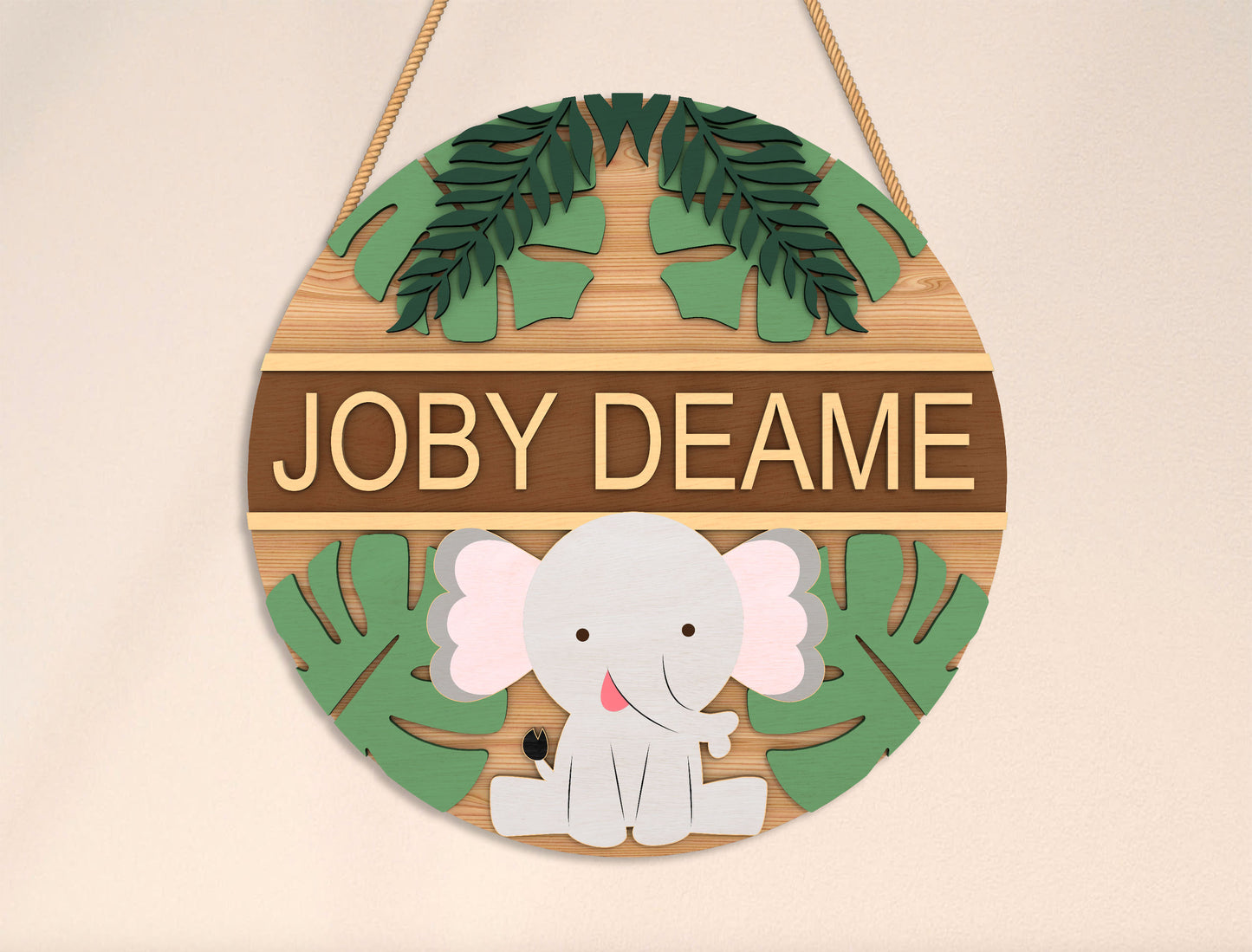 Personalized Jungle Animal Name Sign SVG Bundle for Glowforge and xTool