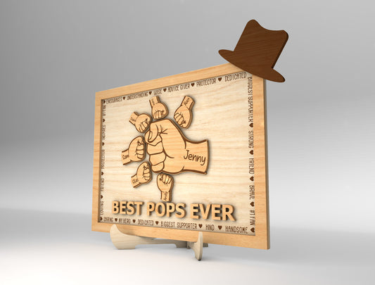 Best Dad Ever Fist Bump Sign SVG Laser Cut File for xTool and Glowforge