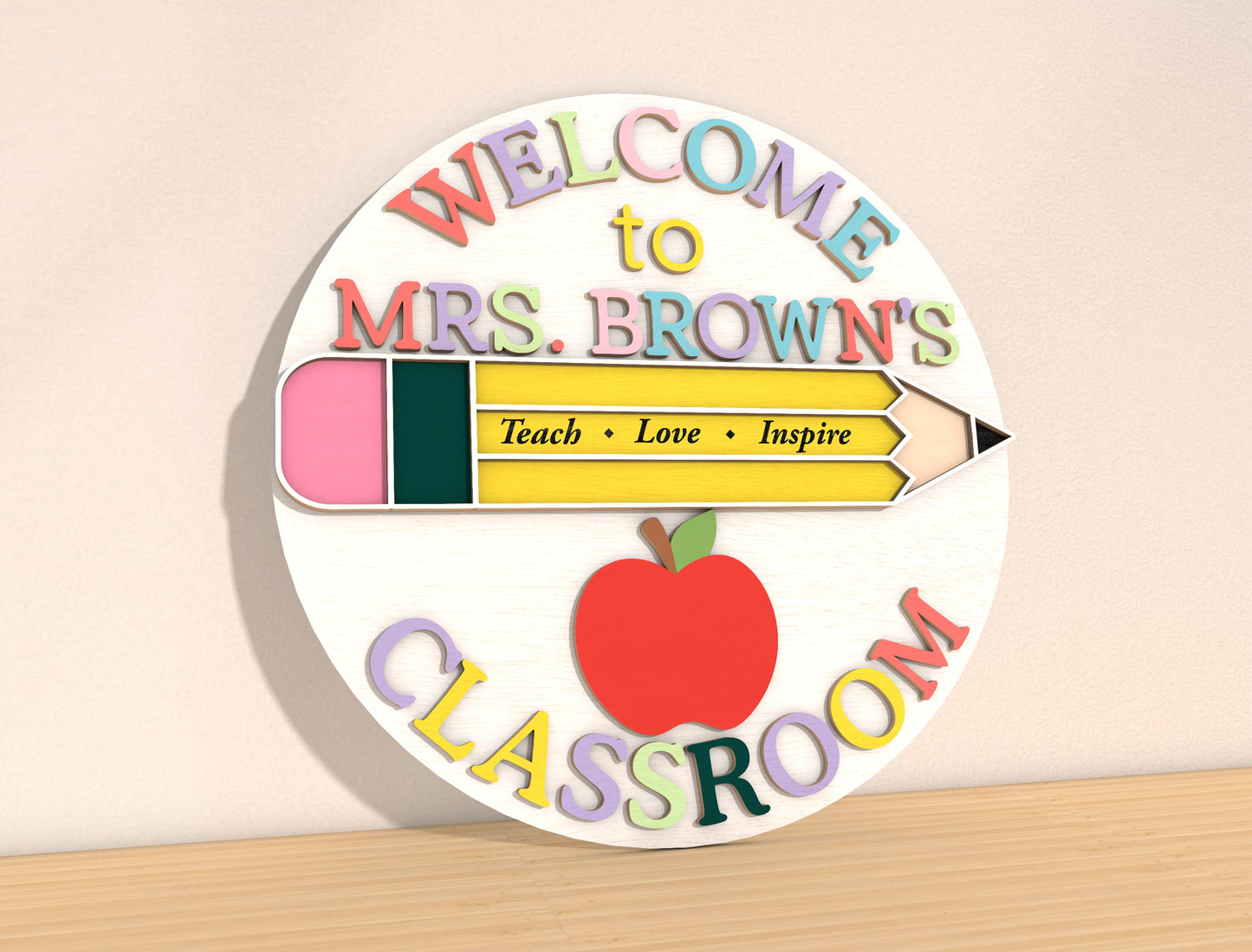 Teacher Apple Door Sign SVG Bundle Laser Cut File for Glowforge and xTool