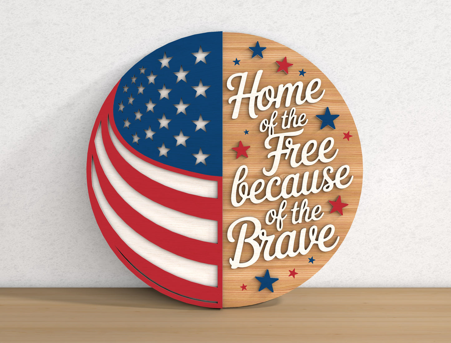 Patriotic Round Sign SVG Bundle Laser Cut File for Glowforge