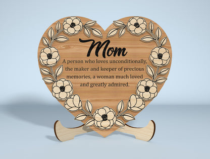 Floral Engraved Heart Stand Sign SVG Bundle for Glowforge
