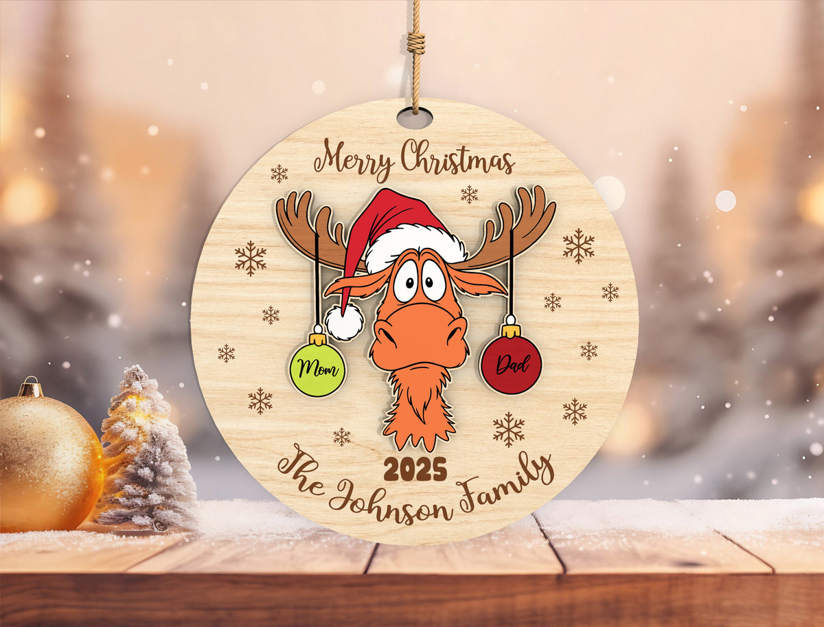 Personalized Moose Family Christmas Ornament SVG Laser Cut F 9
