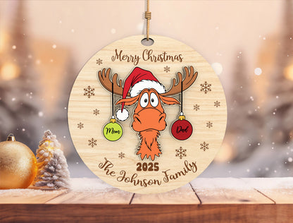 Personalized Moose Family Christmas Ornament SVG Laser Cut F 9
