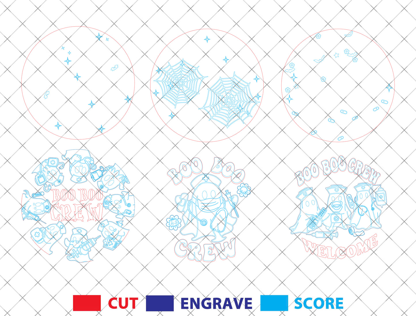 Halloween Cow Ghost Round Sign SVG Bundle 3 Designs for xTool LightBurn
