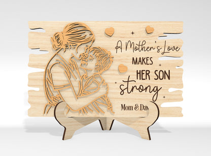 Mom and Baby Line Art Standing Decor SVG Bundle for LightBurn and xTool