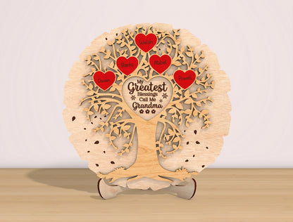 Grandma Family Tree SVG My Greatest Blessings for Glowforge and xTool