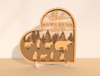 Mama Bear Family Sign SVG Bundle 7 Designs for LightBurn and xTool