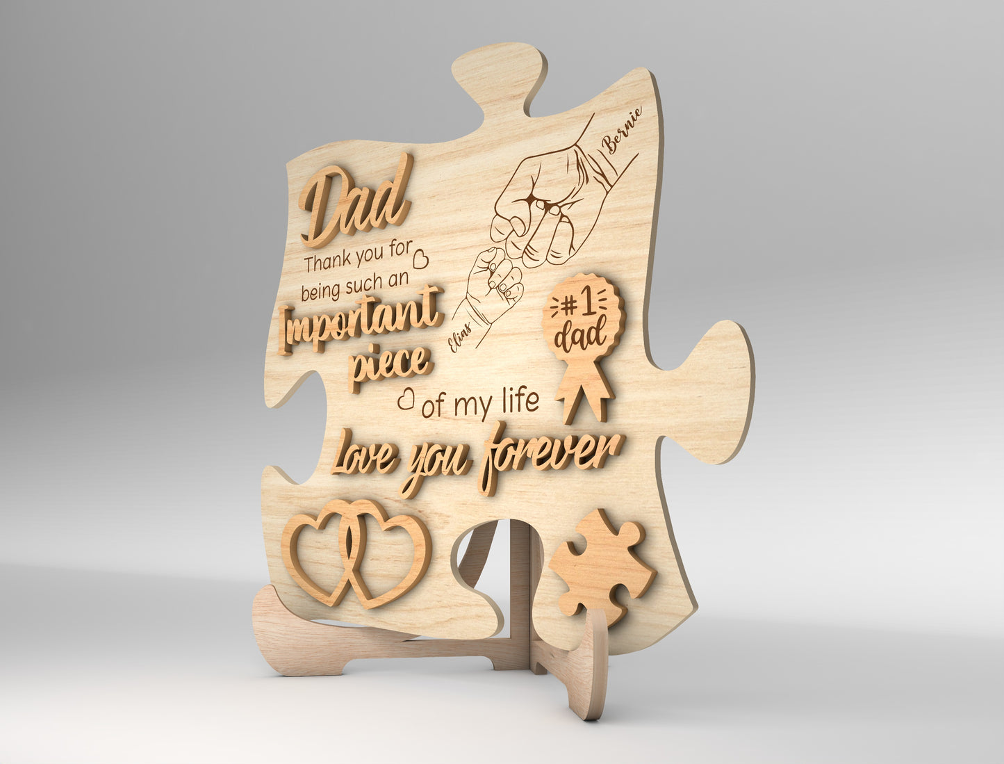 Dad Heart Puzzle Map Sign SVG Laser Cut File for Glowforge and LightBurn