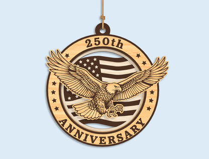 250 Years Eagle Ornament SVG Bundle for Glowforge and LightBurn