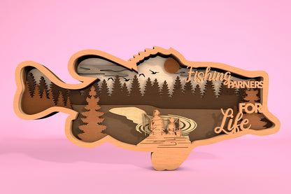 Father’s Day Fishing Multilayer SVG Laser Cut File for Glowforge